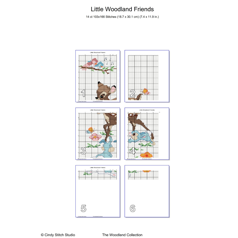 Woodland Nursery Cross Stitch Pattern Bundle, Fawn Bunny & Birds, Baby Room Decor, Baby Gift, PDF Instant Download