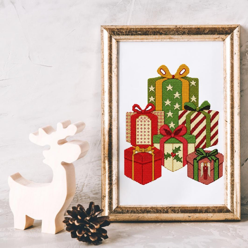 Christmas Gift Boxes Cross Stitch Pattern PDF digital pattern preview