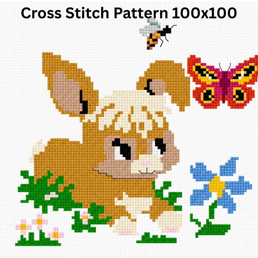 Baby Bunny Cross Stitch Pattern PDF digital pattern preview