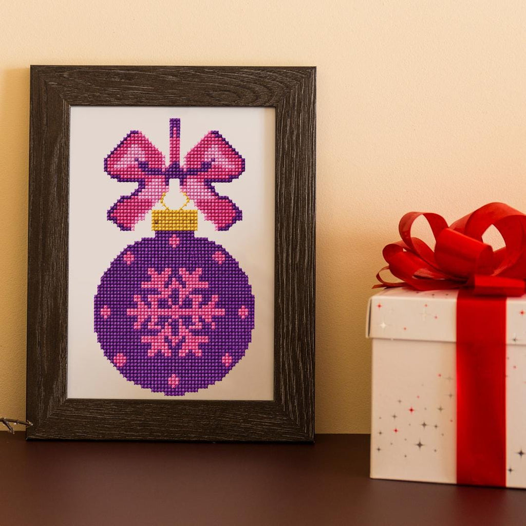 Purple Bauble Cross Stitch Pattern PDF digital pattern preview