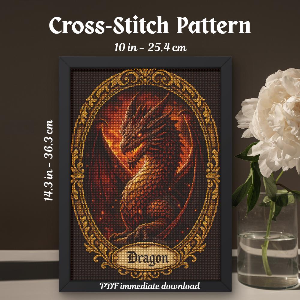 Dragon Cross Stitch Pattern PDF finished cross stitch design