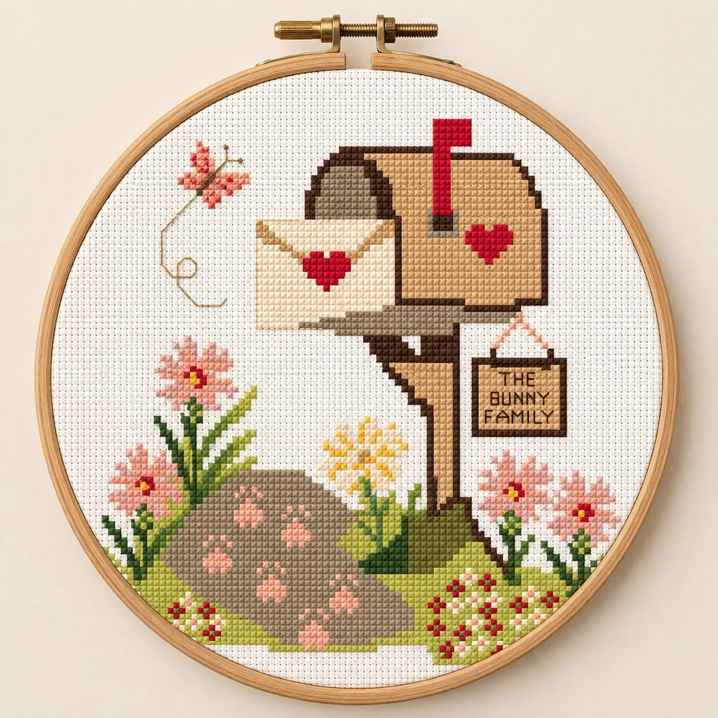 Woodland Mailbox Cross Stitch Pattern PDF finished cross stitch design