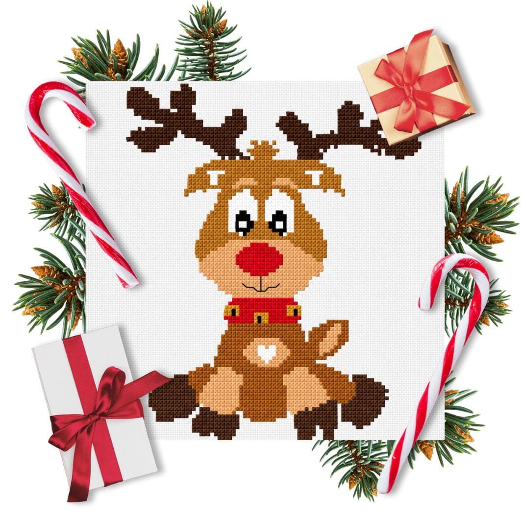 Reindeer Cross Stitch Pattern PDF digital pattern preview