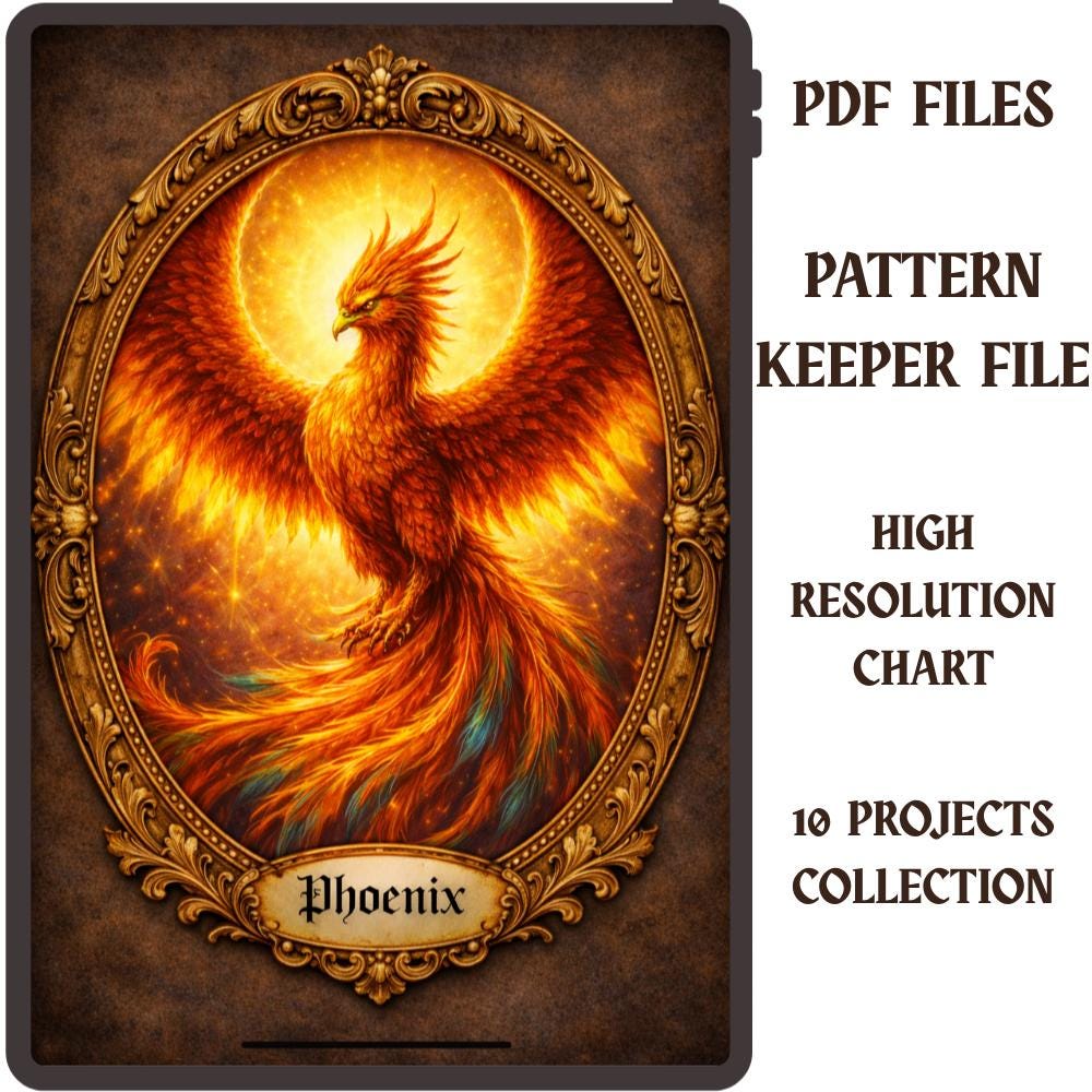 Phoenix Cross Stitch Pattern PDF digital pattern preview