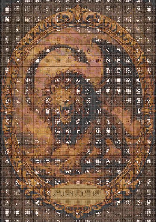 Manticore Cross Stitch Pattern PDF digital pattern preview