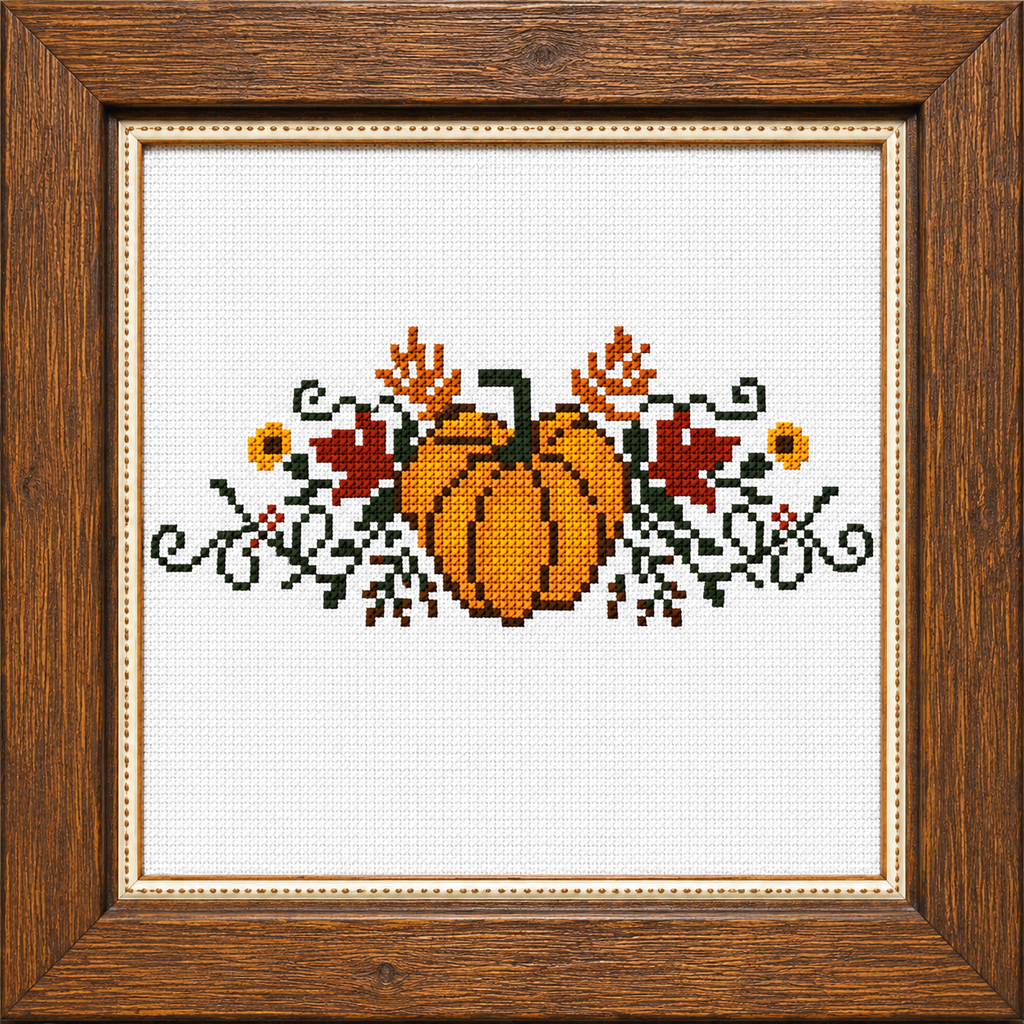 Fall & Thanksgiving Linen Border Cross Stitch Pattern