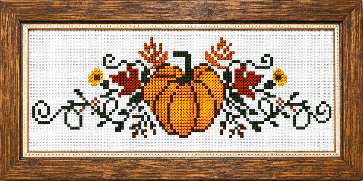 Fall & Thanksgiving Linen Border Cross Stitch Pattern