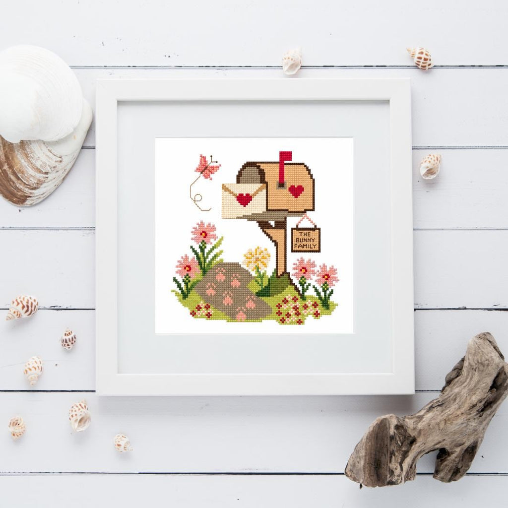 Woodland Mailbox Cross Stitch Pattern PDF digital pattern preview