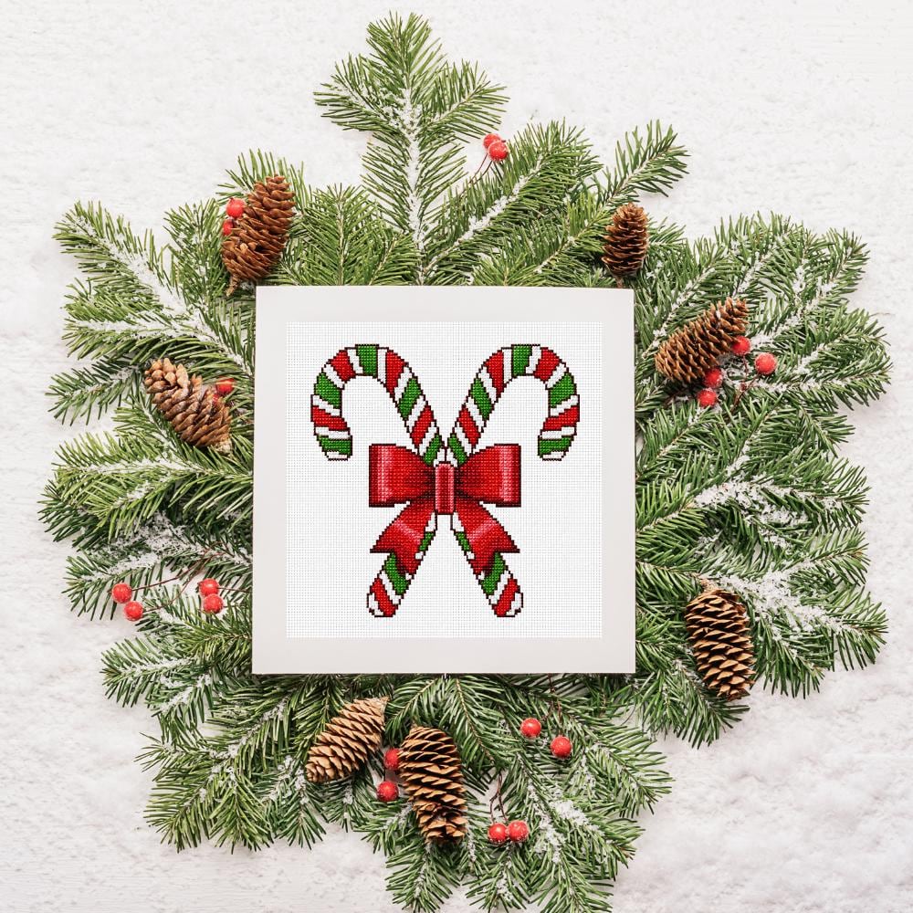 Candy Cane Cross Stitch Pattern PDF digital pattern preview