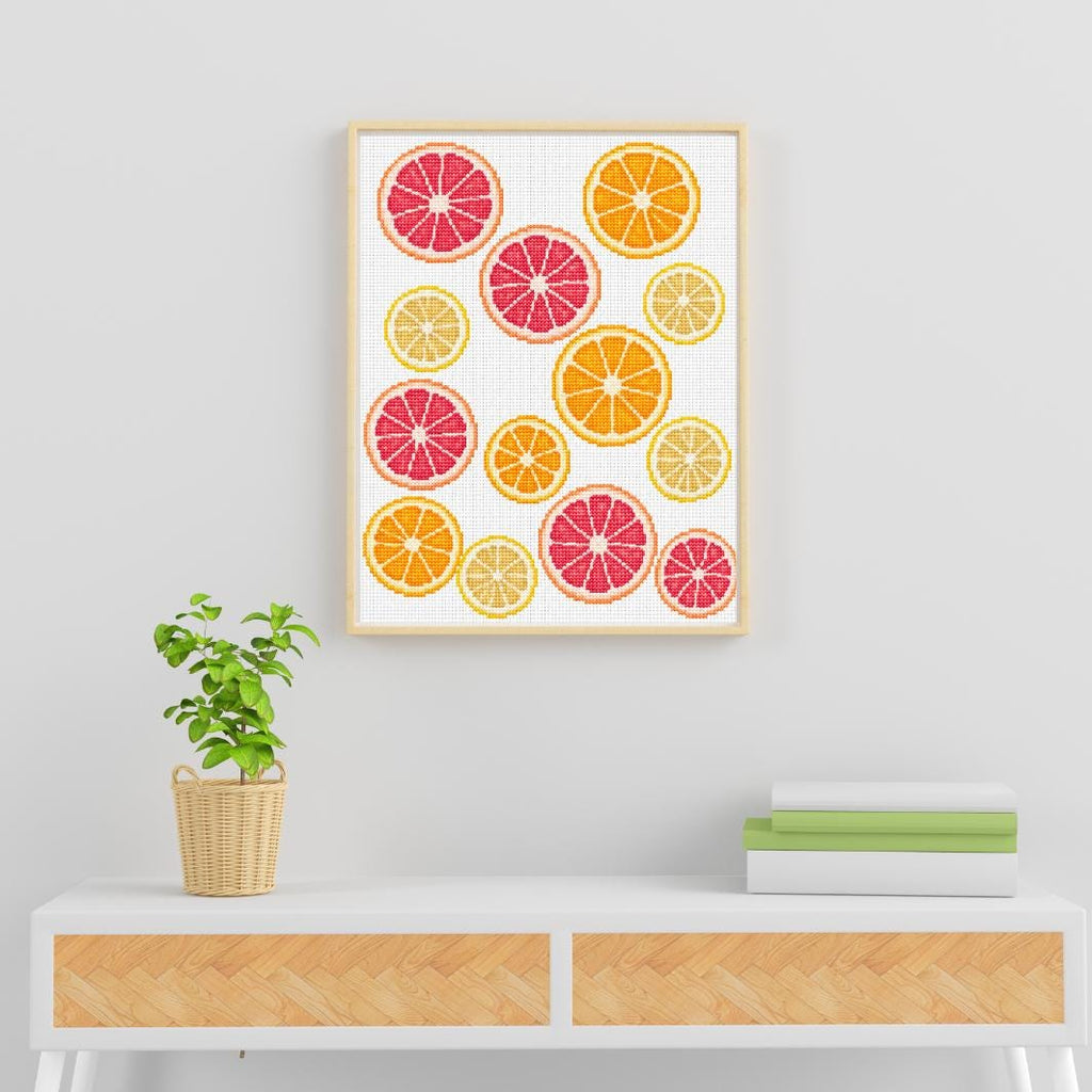 Citrus Fruit Cross Stitch Pattern PDF digital pattern preview
