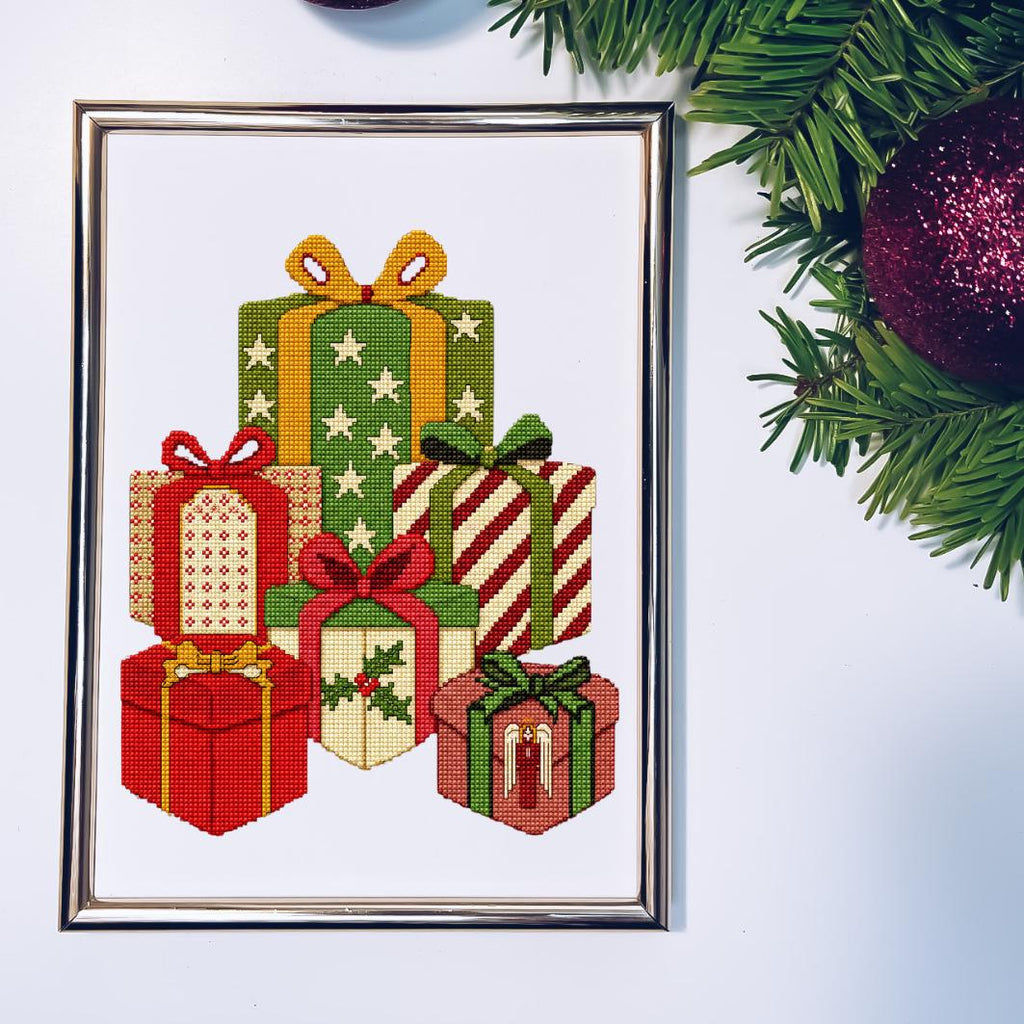 Christmas Gift Boxes Cross Stitch Pattern PDF digital pattern preview