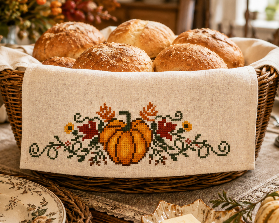Fall & Thanksgiving Linen Border Cross Stitch Pattern