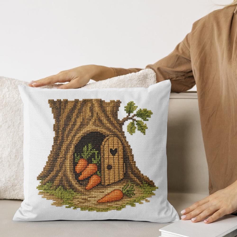 Secret Carrot Stash Cross Stitch Pattern PDF digital pattern preview