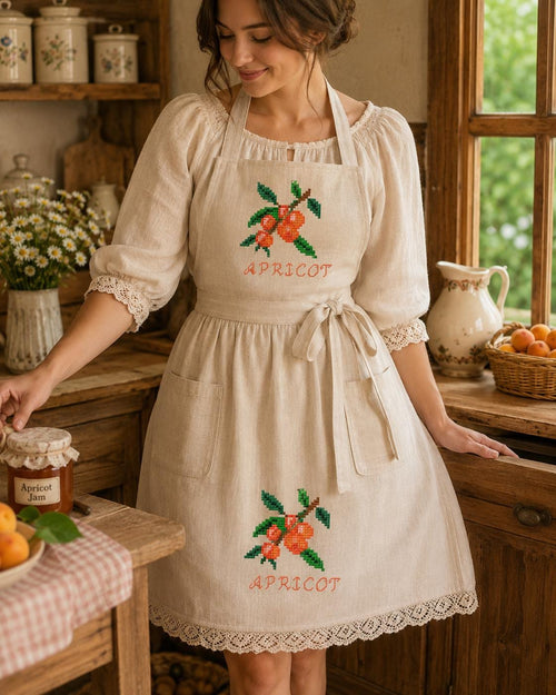 Apricot Cross Stitch Pattern | Bella's Pantry | Cottage Fruit Embroidery PDF | Rustic Kitchen Decor | Instant Download