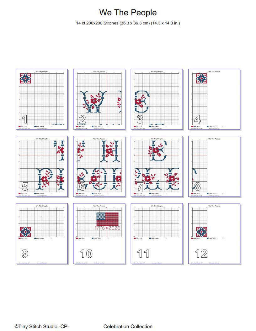 We the People Cross Stitch Pattern PDF digital pattern preview