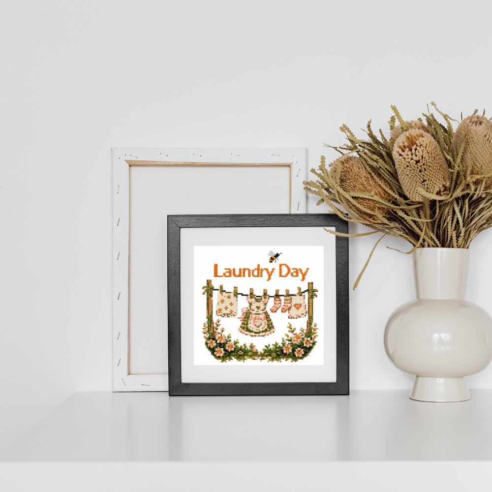 Bunny Laundry Room Cross Stitch Pattern PDF digital pattern preview