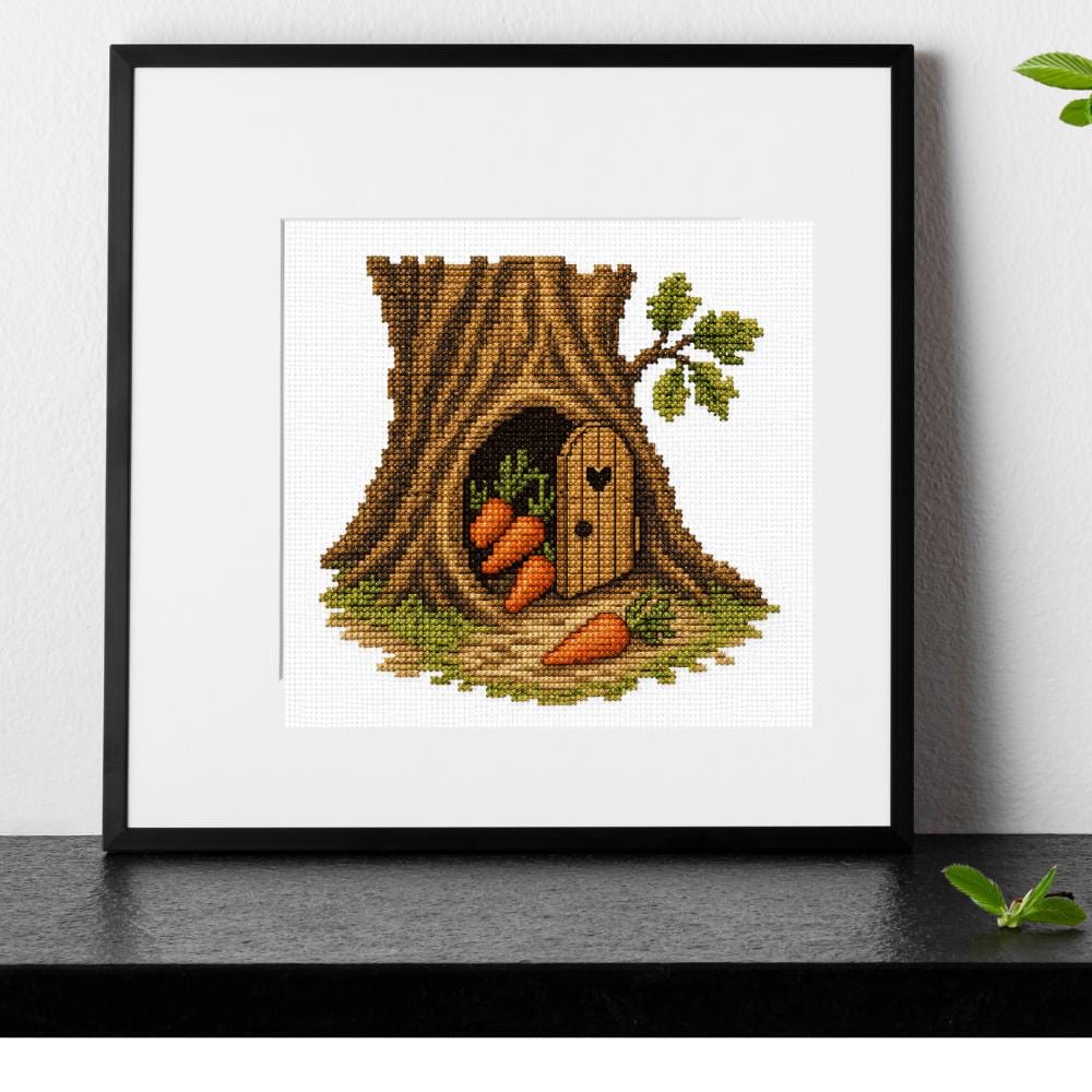 Secret Carrot Stash Cross Stitch Pattern PDF digital pattern preview