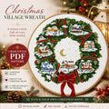 Christmas Village Wreath Cross Stitch Pattern PDF finished cross stitch design