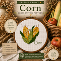 Corn Cross Stitch Pattern, Fall Harvest Mini Cross Stitch, Farmhouse Kitchen Decor, Beginner PDF Pattern, Autumn Corn Embroidery