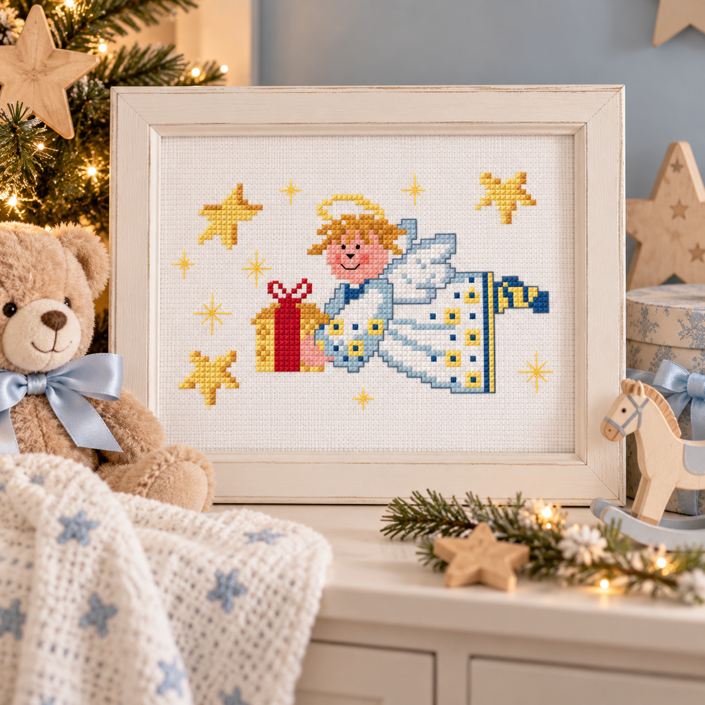 Christmas Gift Angel Cross Stitch Pattern