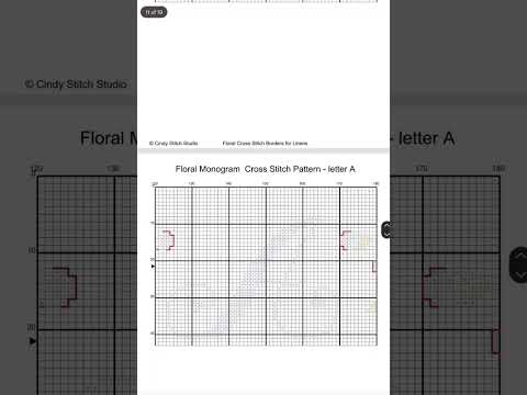 Floral Monogram A Cross Stitch Border Pattern – Linen, Towels, Curtains & Aprons PDF