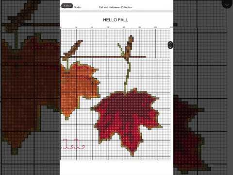Hello Fall Cross Stitch Pattern, Autumn Maple Leaves, Thanksgiving Tablecloth Embroidery, Farmhouse Fall Decor PDF
