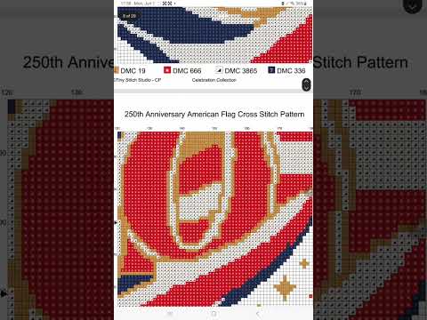 America 250th Anniversary Heart Cross Stitch Pattern